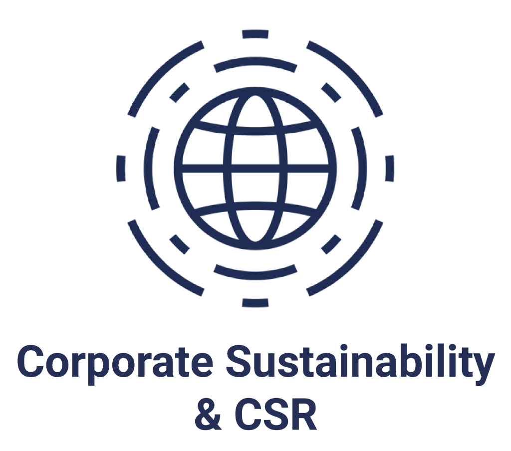 CSR professionals discussing corporate sustainability strategies in a meeting